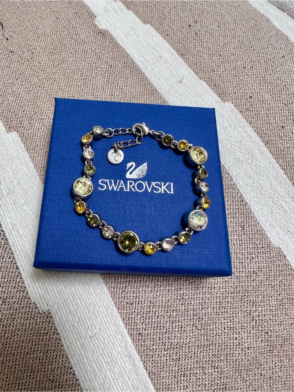 Swarovski Green and Yellow Crystal Station Bracelet